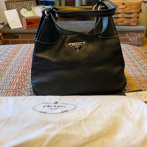 Genuine Black Leather Prada Bag